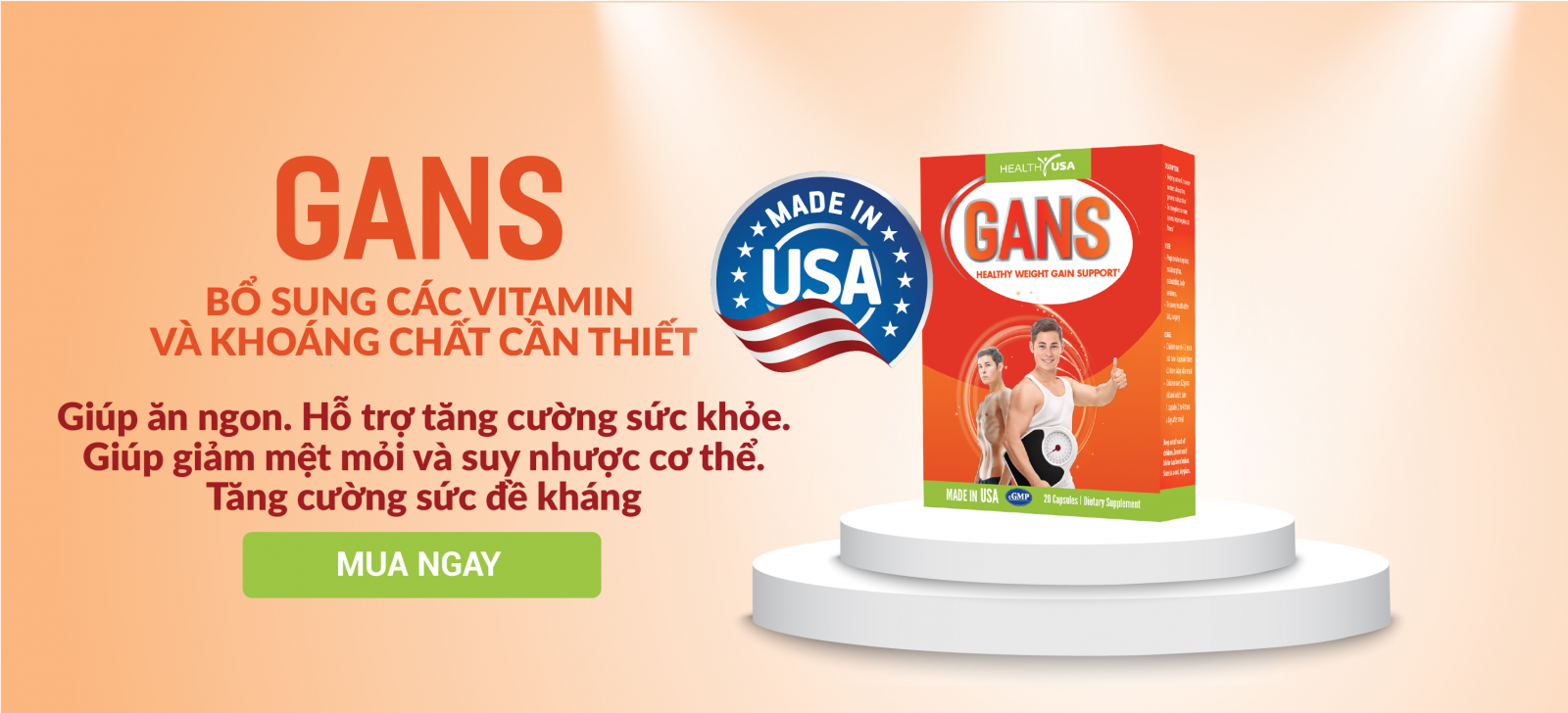 Công Dụng HEALTHY USA GANS Healthy Weight Gain Support:
