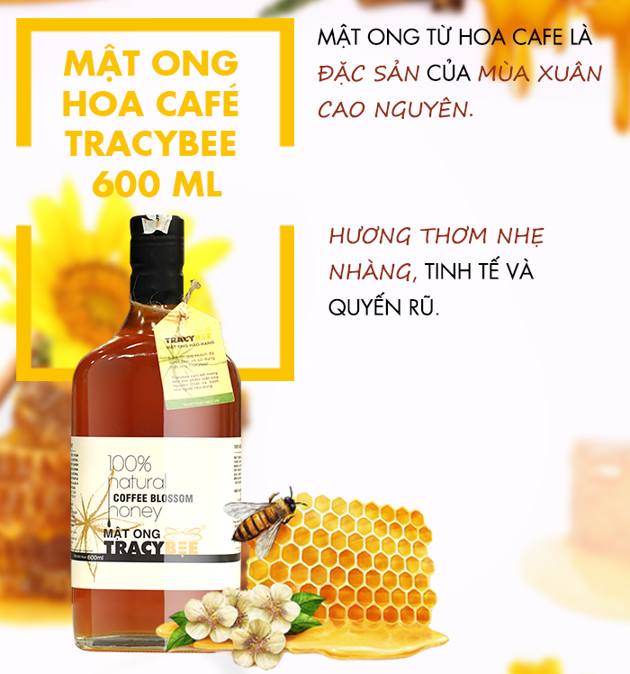 Công Dụng Mật Ong Tracybee 100% Natural Coffee Blossom Honey 600ml: