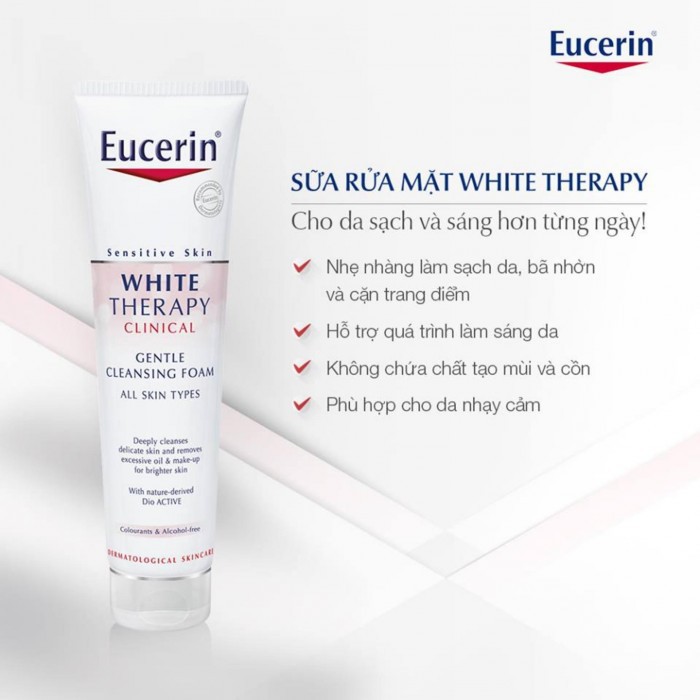 cherry spa công dụng Eucerin White Therapy Clinical Gentle Cleansing Foam