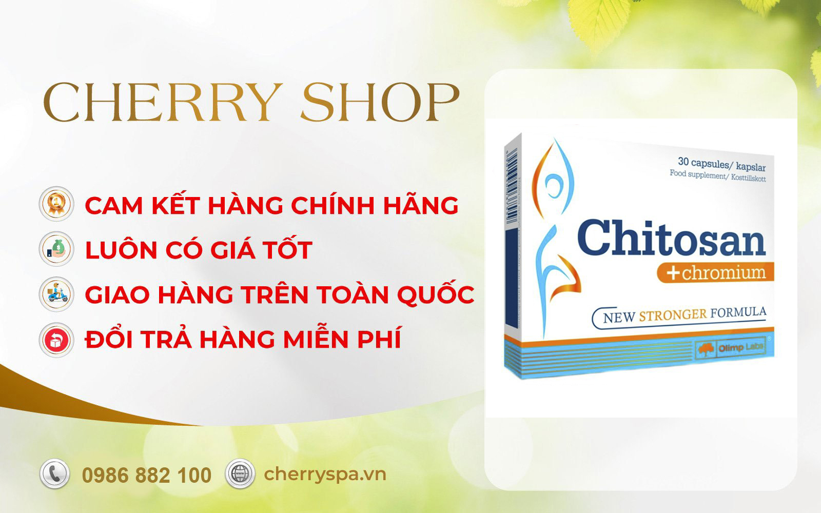 cherry spa đổi trả hàng Chitosan + Chromium