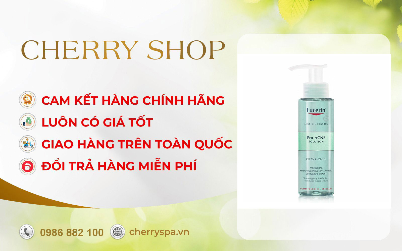 cherry spa đổi trả hàng Eucerin Pro Acne Cleansing Gel