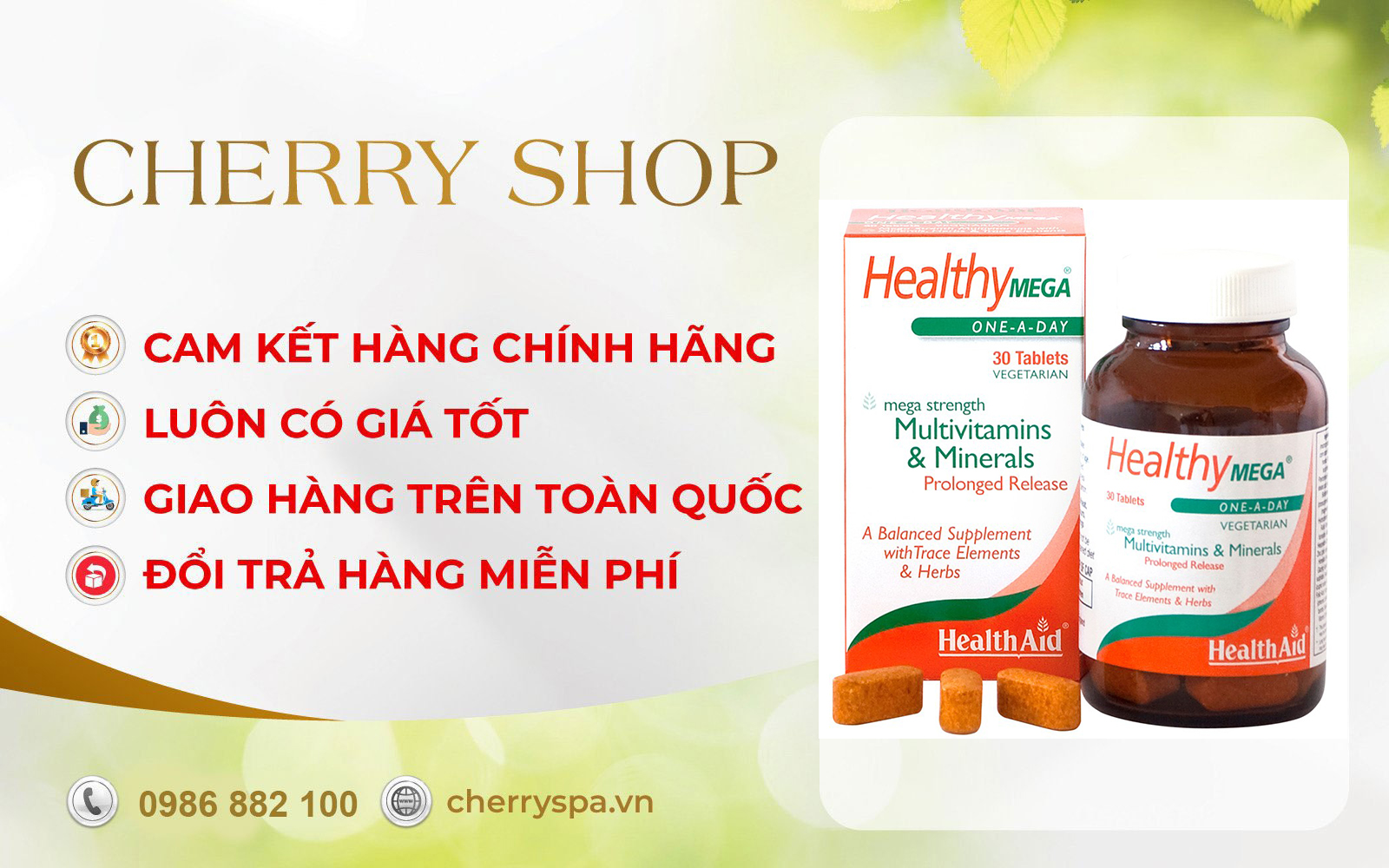 cherry spa đổi trả hàng HealthAid Healthy Mega