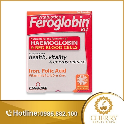 Vitabiotics Feroglobin B12 phòng ngừa và hỗ trợ điều trị thiếu máu, giảm mệt mỏi