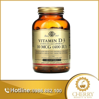 Sản phẩm Solgar Vitamin D3 giúp cơ thể dễ dàng hấp thu canxi và phốt pho