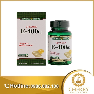 Sản phẩm Vitamin E-400 IU Nature's Bounty hỗ trợ chống lão hóa da, giúp cơ thể khỏe mạnh