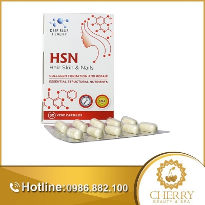 Sản phẩm HSN Hair Skin & Nails hỗ trợ điều trị mụn, cải thiện da khô và móng chắc khỏe hộp 30 viên