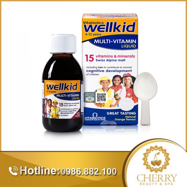 Vitabiotics Wellkid Multi Vitamin Liquid hỗ trợ tăng cường sức khỏe & sức đề kháng cho trẻ